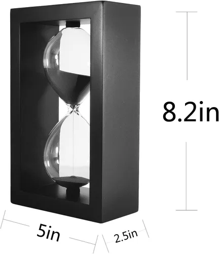 Vista 3 de SAMLONG Reloj de arena decorativo de 60 minutos, reloj de arena negra de madera Decoración moderna para oficina y hogar