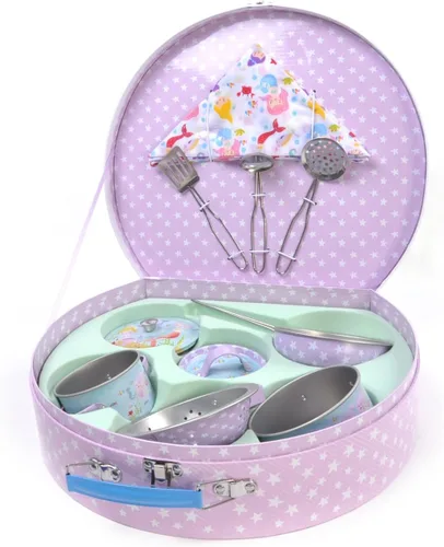 Vista 5 de Floss & Rock Mermaid Chef's Kitchen Set - Juego de cocina en miniatura de 10 piezas en estuche redondo