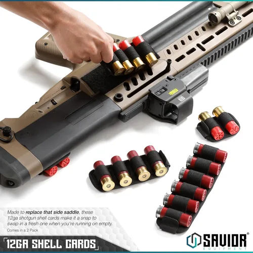 Vista 2 de Savior Equipment Tactical Shotgun Shell Card Bullet Holder for 12 Gauge Ammo, Shotgun Ammo Carrier for 2-6 Round Side Loader