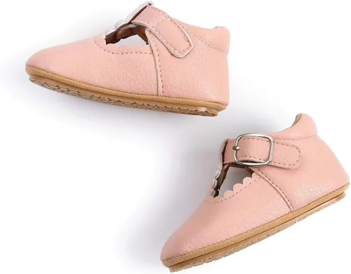 Vista 4 de Zapatos planos Mary Jane con lazo para bebé, suela de goma suave, zapatos para caminar para bebés, princesa, cuna, zapatos de vestir de boda