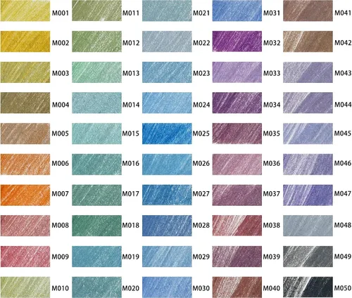 Vista 3 de KALOUR 50 lápices de colores metálicos para adultos, núcleo suave con colores vibrantes, ideales para dibujar, mezclar, bocetos, sombreado, lápices