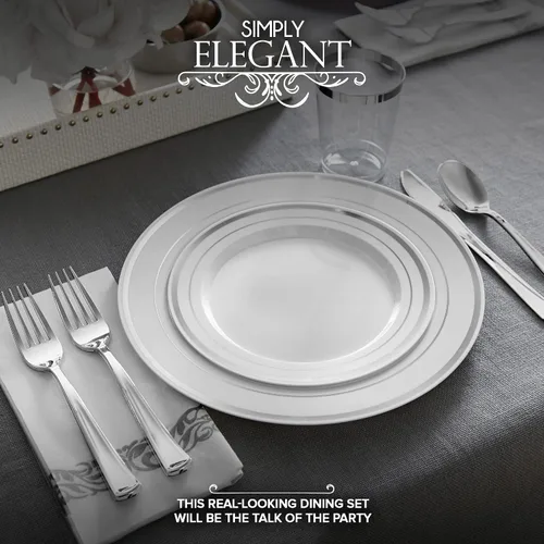 Vista 4 de 28 Pack Silver Dinnerware Party Set (28 Pack)