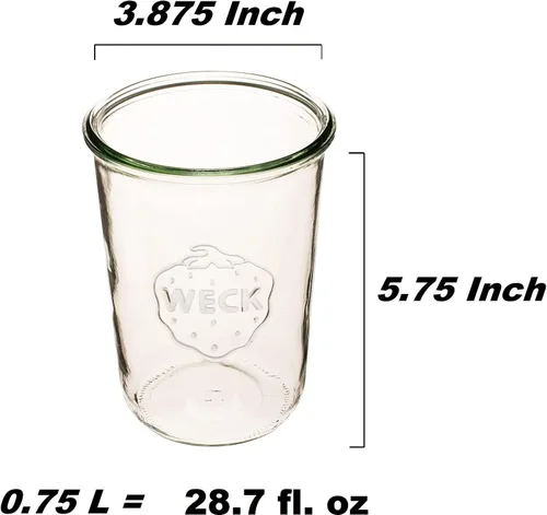 Vista 2 de Weck - Tarros de conservas 743 – Tarro de molde de Weck hecho de vidrio transparente – Ecológico – Contenedor de almacenamiento de alimentos