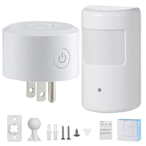 Vista 8 de Interruptor con sensor de movimiento SEHOMY con toma de corriente para baño y cocina, control de lámpara de dormitorio, extractor, campana
