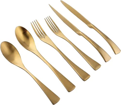 Vista 11 de Juego de cubiertos de 6 piezas para cubiertos de acero inoxidable 1,18/10, juego de cubiertos de comedor, utensilios de acabado para almuerzo