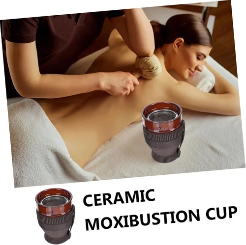Vista 4 de Herramientas de cerámica china Moxibustión olla cerámica tradicional Moxa quemador puede masaje olla para acupuntos calambres menstruales cuerpo