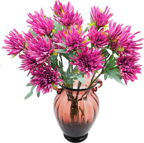 Vista 6 de Flores artificiales, 10 piezas de crisantemo sintético de seda de 19 pulgadas, crisantemo sintético para boda, ramo de novia, decoración del hogar