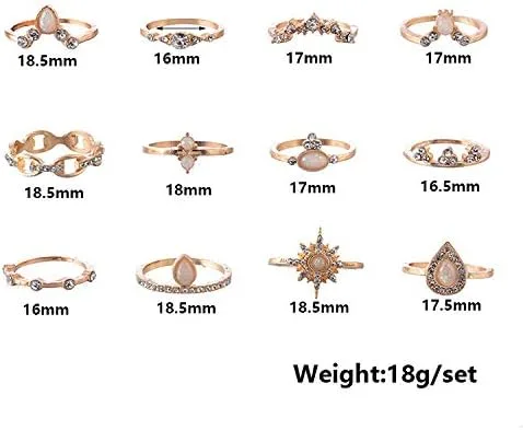Vista 4 de CSIYANJRY99 6-16 anillos apilables para nudillos para mujeres, adolescentes y niñas, anillos bohemios vintage, apilables, dorados, plateados, midi