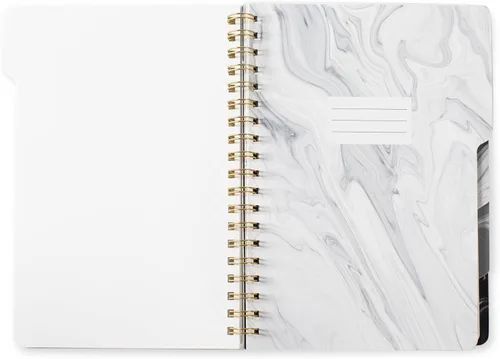 Vista 5 de Fringe Studio - Cuaderno de pestañas grandes, color gris mármol, cubierta flexible de tapa blanda, rayas universitarias, 5 divisores