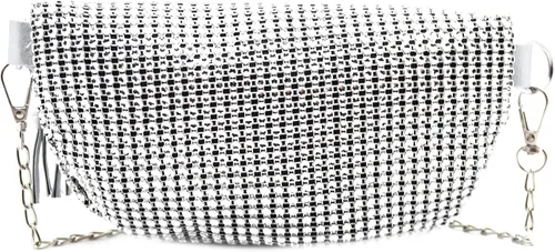 Vista 6 de Riñonera de cristal brillante con diamantes de imitación para mujeres y niñas, cinturón pequeño, bolsa cruzada para teléfono celular, para fiestas