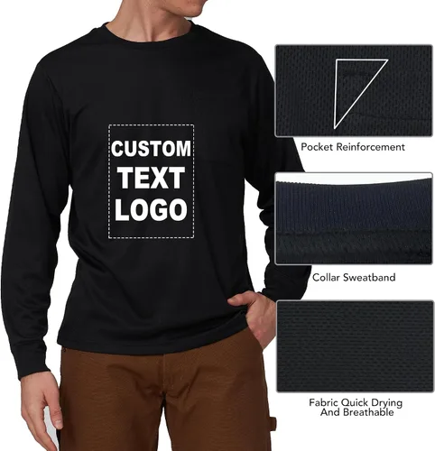 Vista 5 de A-SAFETY Playera de manga larga de seguridad de alta visibilidad, personalizable con logotipo (XS-6XL)