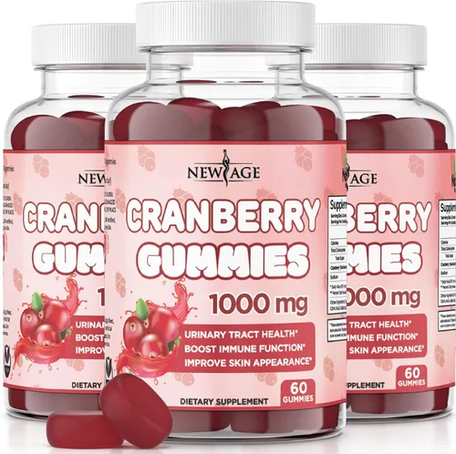 Vista 10 de NEW AGE Gomitas de arándano para la salud del tracto urinario, 1000 mg - Apoya la vejiga, los riñones, las infecciones urinarias