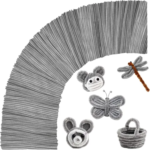 Vista 20 de Limpiadores de tubos negros para manualidades, 200 unidades de varillas de chenilla, suministros para manualidades, manualidades de Halloween