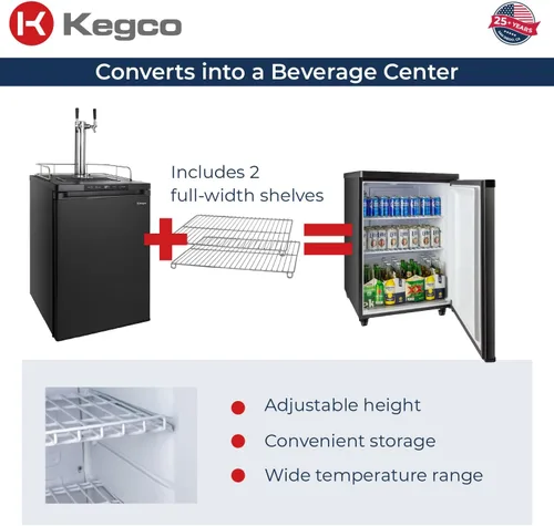 Vista 6 de Kegco K309B-2 doble grifo digital negro Kegerator