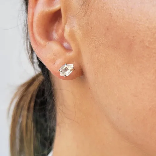 Vista 33 de Aretes de piedra preciosa natural en bruto con oro rosa sobre plata de ley 925, 6 a 0.276 in, regalo de piedra de nacimiento de calidad genuina