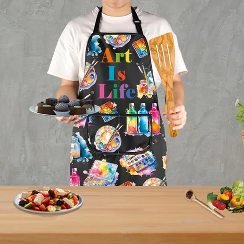Vista 7 de JXGZSO Delantal de pintor para artistas, regalo para amantes del arte, pintor, regalo para artistas, delantal impermeable con bolsillo