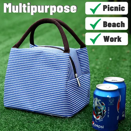 Vista 8 de Bolsa de almuerzo aislada, pequeñas bolsas enfriadoras portátiles, bolsas Bento reutilizables, bolsa de almuerzo para el trabajo, picnic al aire