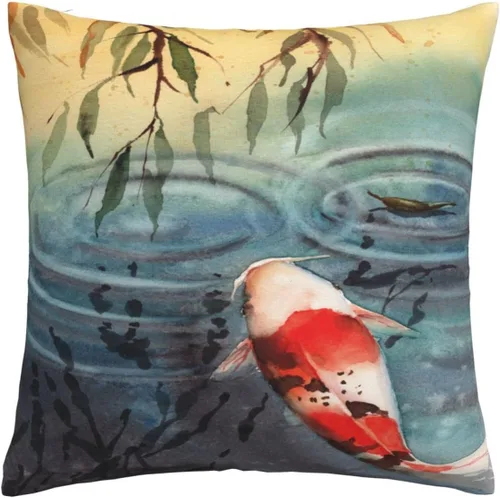 Vista 2 de VARUN Fundas de almohada Koi Fish Water Lily Pond Blanco Rojo Carpa Ripples Funda cuadrada para decoración del hogar, sofá, coche, dormitorio, funda