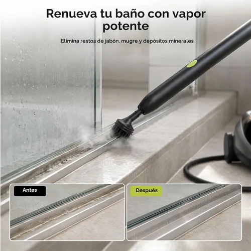 Vista 5 de Limpiador de vapor resistente para el hogar, alta presión de 1500 W con 22 Negro