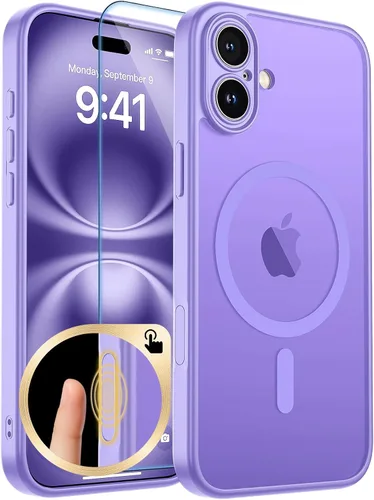 Vista 188 de zapica Funda magnética para iPhone Air, con protector de pantalla de vidrio templado, compatible con MagSafe, translúcida mate, a prueba de golpes