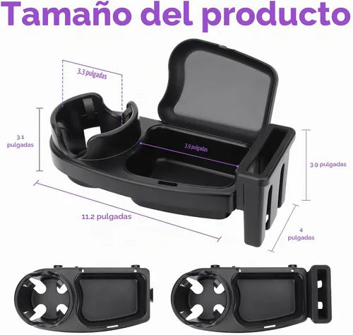 Vista 2 de Bandeja universal para refrigerios para cochecito, 3 en 1 soporte