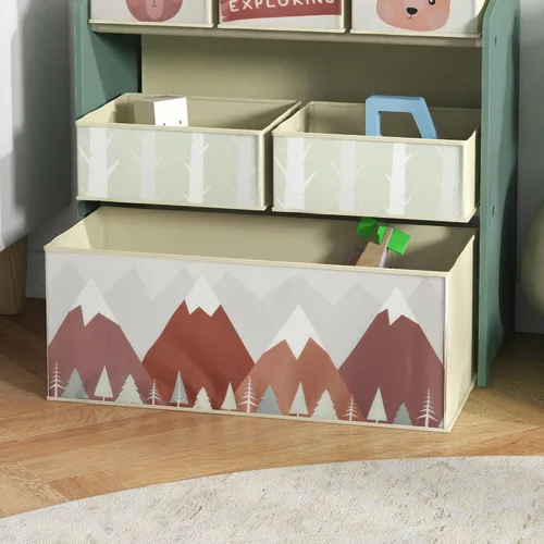 Vista 2 de Qaba Organizador de juguetes con 6 contenedores de almacenamiento, unidad de almacenamiento para niños para dormitorio, habitación de los niños, 25