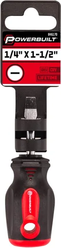 Vista 2 de Powerbuilt 646170 - Destornillador ranurado de 1/4 pulgadas x 1-1/2 pulgadas, destornillador de punta magnetizada, mango de inyección doble, acero