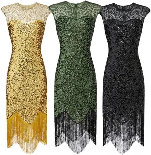 Vista 4 de Christmas Party Dress Party Sexy Dress Fashion Solid Color Sequin Fringe Dress New Years Eve. Women's Dresses