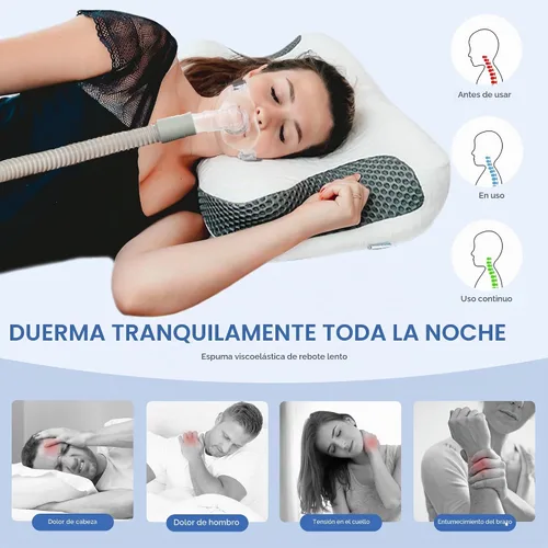 Vista 9 de Almohada CPAP Elviros HSA/FSA para dormir de lado y boca abajo Blanco