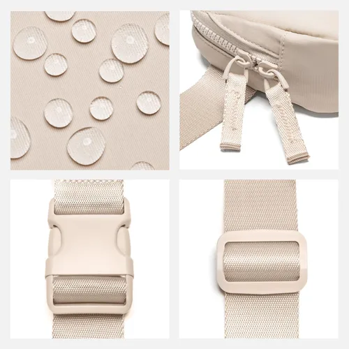 Vista 4 de Riñonera para mujer, con cremallera bidireccional, riñonera de moda para todas partes con correa ajustable, regalos para adolescentes, niñas Beige