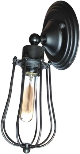 Vista 8 de Luces de pared estilo rústico americano, estilo vintage, enchufe ajustable, iluminación industrial, apliques de jaula de metal de alambre rústico