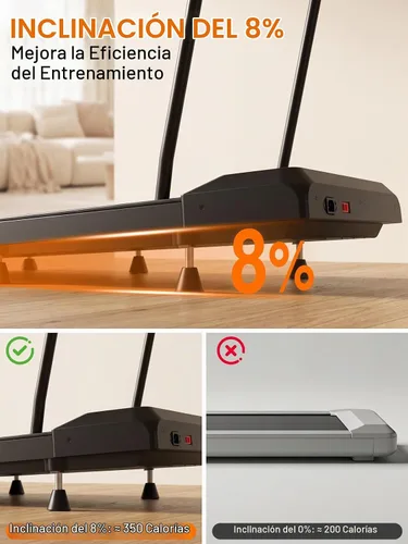 Vista 3 de RJOP Walking Treadmill Pad with Incline - Portable Under Desk Treadmill, Walking Pad with Handlebar, 2.5HP Low Noise, 2-in-1 Treadmill for Home