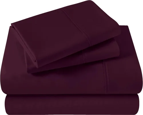 Vista 9 de SUPERIOR Juego de sábanas de algodón egipcio de 400 hilos, 1 sábana bajera elástica con bolsillo profundo, 1 sábana encimera y 2 fundas de almohada