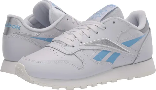 Vista 7 de Reebok Zapato deportivo clásico, de cuero, para mujer, Porcelanaazul fluidoplateado metálico