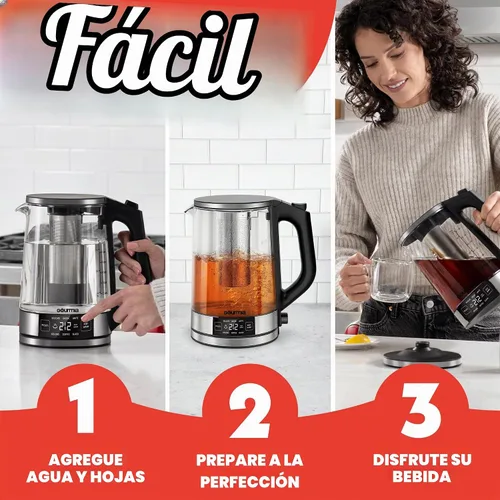 Vista 10 de Gourmia Hervidor digital programable de vidrio – Hervidor eléctrico de temperatura ajustable de 1.7 L con 6 ajustes preestablecidos, mantiene