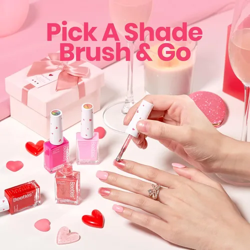Vista 5 de Beetles - Juego de esmalte de uñas rosa, Prisma del Amor 12 colores, juego de esmalte de uñas primavera, salón, larga duración, DIY, uñas rosas