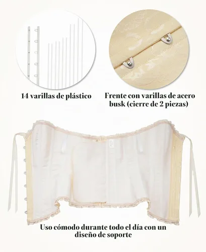 Vista 5 de SZIVYSHI Top de corsé de 14 huesos Beige vainilla