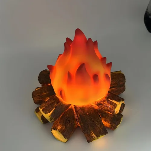 Vista 14 de Farol de chimenea pequeño y acogedor tradicional realista con efecto de llama de leña, luz LED, estilo carbón, lámpara de mesa