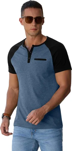 Vista 5 de Sailwind Camisetas casuales de algodón Henley de manga corta con bolsillo para hombre