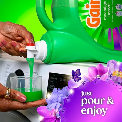 Vista 12 de Gain Detergente líquido para ropa con defensa del olor, aroma Moonlight Breeze, jabón de lavandería para lavadoras HE, 60 onzas líquidas, 45 cargas