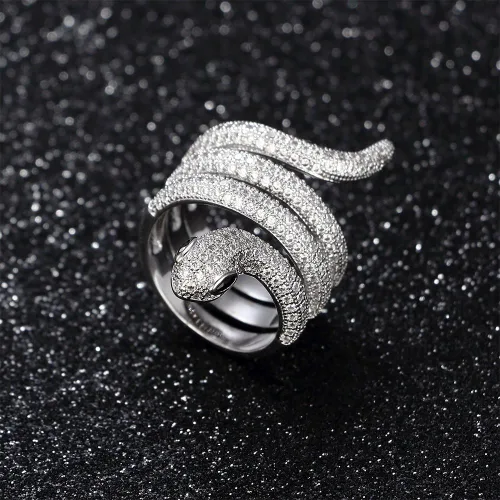 Vista 3 de Kemstone Original - Anillo de cristal trenzado para mujer chapado en plata tamaño 6 7 8 9