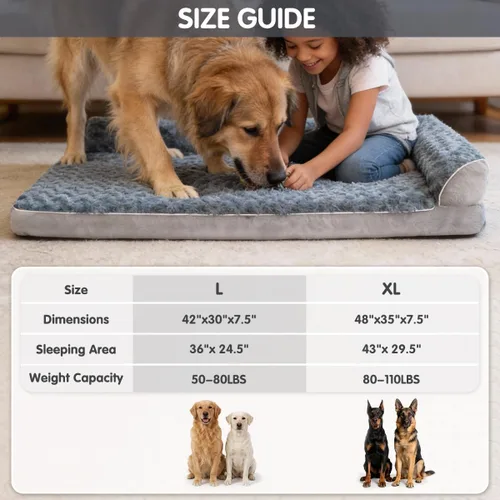 Vista 2 de Cama ortopédica para perros con almohadas, sofá cama grande de espuma viscoelástica para perros medianos y grandes, funda lavable impermeable, parte