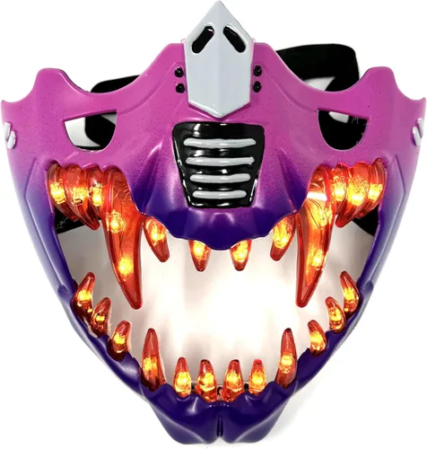 Vista 14 de Máscara de media cara metálica LED estilo steampunk para disfraz de Halloween, fiesta de cosplay