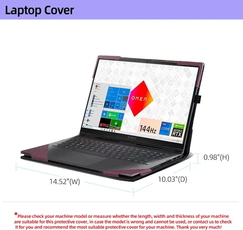 Vista 4 de Funda para portátil HP OMEN 16 de 16.1 pulgadas (16t-k000/ 16t-b100/16-n0797nr/16zn000/16-k0797nr/16zn000) Funda desmontable de piel sintética