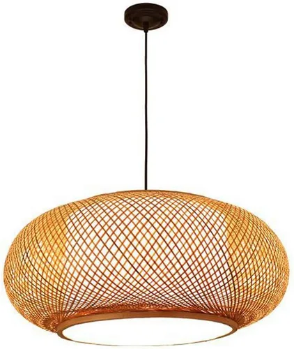 Vista 13 de Lámpara colgante de bambú tejida a mano, lámpara de ratán de una sola luz, tejido de madera natural, accesorio colgante de techo con cable ajustable