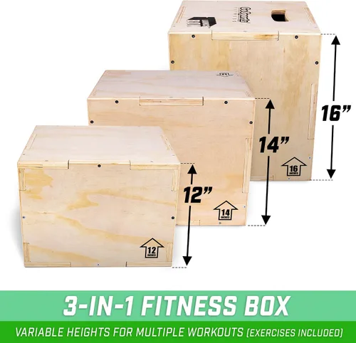 Vista 2 de GoSports Fitness Caja de salto pliométrica 3 en 1 - Pequeña, estándar o XL - Caja de lanzamiento para ejercicios de todos los niveles de habilidad