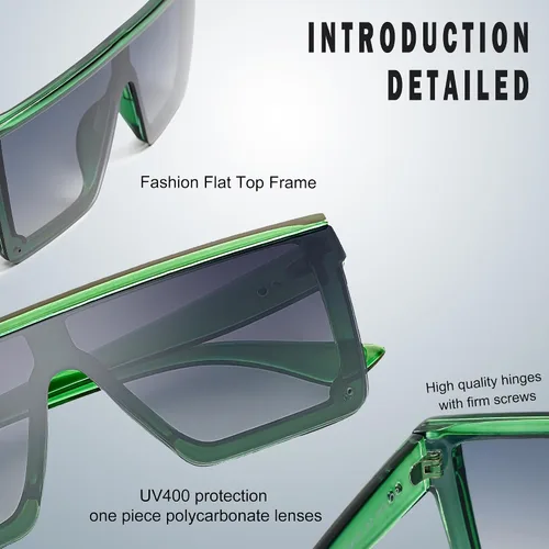 Vista 4 de SOJOS Square Big Sunglasses Women Thick Frame Flat Top Mirrored Sunnies Shades Goggle Siamese Lens SJ2117