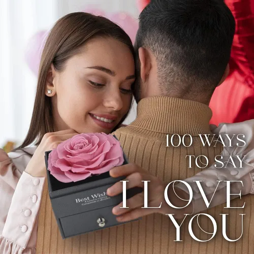 Vista 7 de GLAMOUR BOUTIQUE Rosa real preservada en una caja de regalo con juego de regalo de flores encantadas, regalos para ella, regalo para mamá, hija