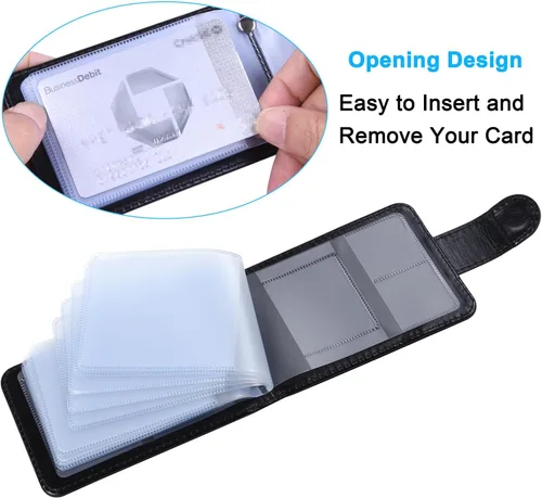 Vista 5 de Wisdompro Soporte para tarjetas de crédito, cartera delgada de cuero con bloqueo RFID, protector organizador de tarjetas de débito