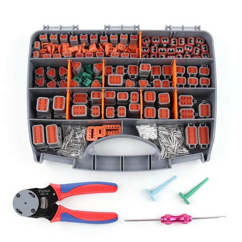 Vista 10 de Kit de 504 piezas de conectores Deutsch con herramienta de engarce, conectores DT de 2/3/4/6/8/12 pines con herramienta de extracción, contactos